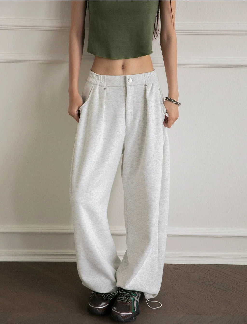 Vintage Baggy Sweatpants Women Autumn 2025 New  Korean Loose Wide Leg Pants Zipper Fly Casual Sports Pants Streetwear
