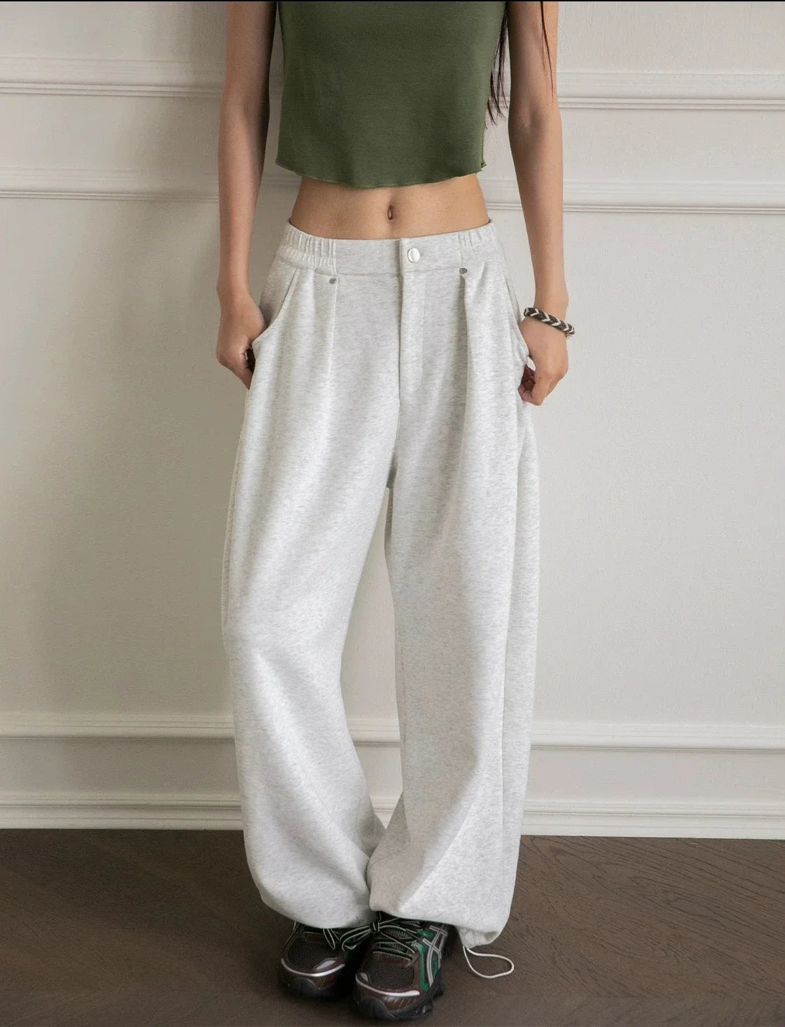 Vintage Baggy Sweatpants Women Autumn 2025 New  Korean Loose Wide Leg Pants Zipper Fly Casual Sports Pants Streetwear