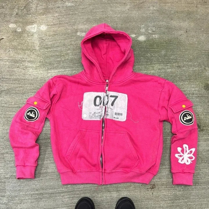 Y2k Zip Up Hoodies New Harajuku Hip Hop Long Sleeve Coats Loose Hooded Vintage Fashion Street Jacket Sweatshirt Men and Women