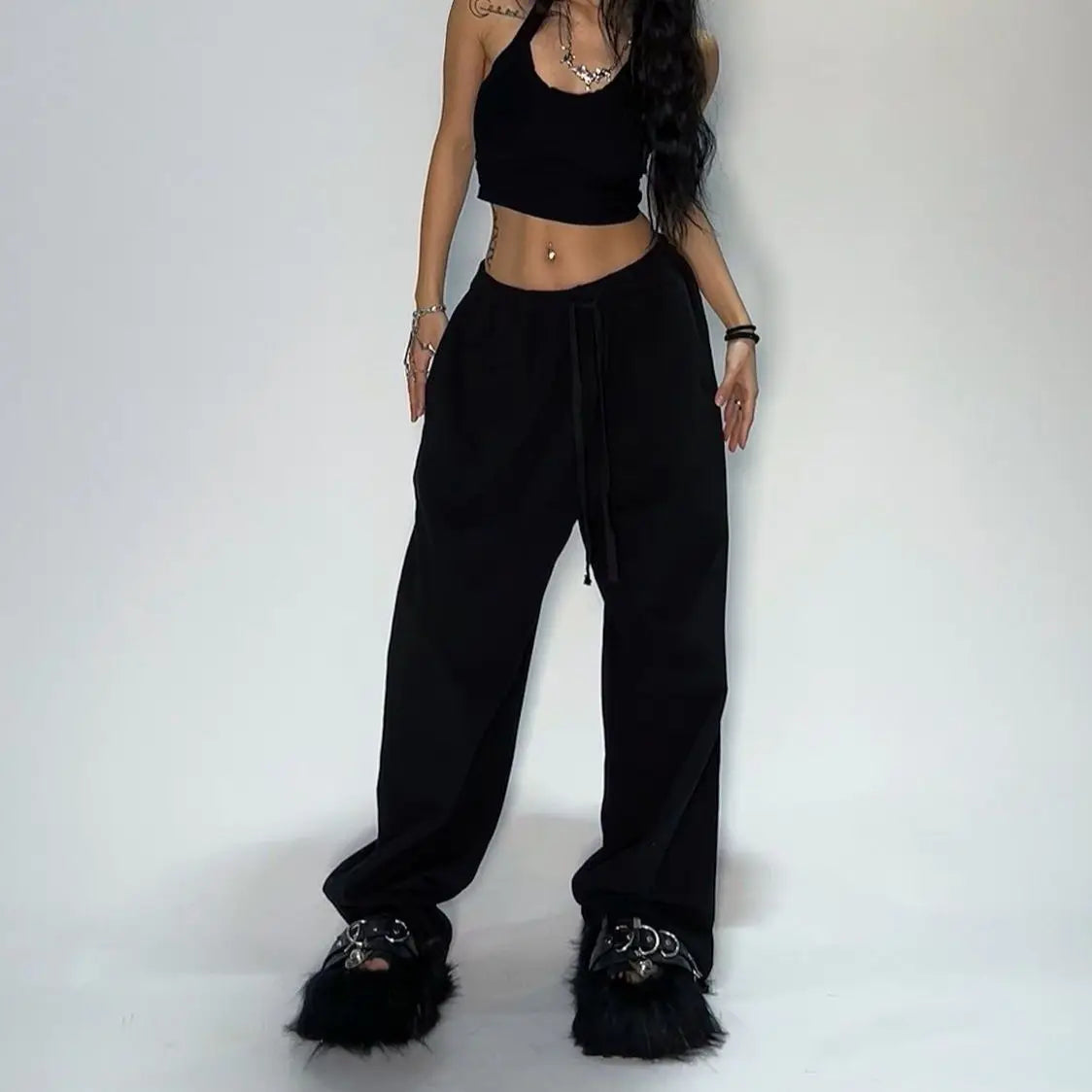 2025 Street Hip-hop Goth Harajuku Fashion Versatile Straight Wide-leg Pants Men American Retro Y2K Casual Loose Trousers Women
