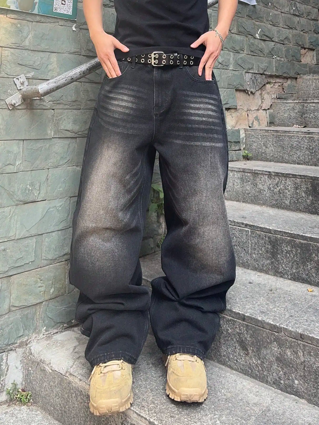Vintage Men y2k Stretchy Baggy Denim Jeans For Men Fashion Casual pants Streetwear Denim Hip Hop Wide-Leg Straight Trousers