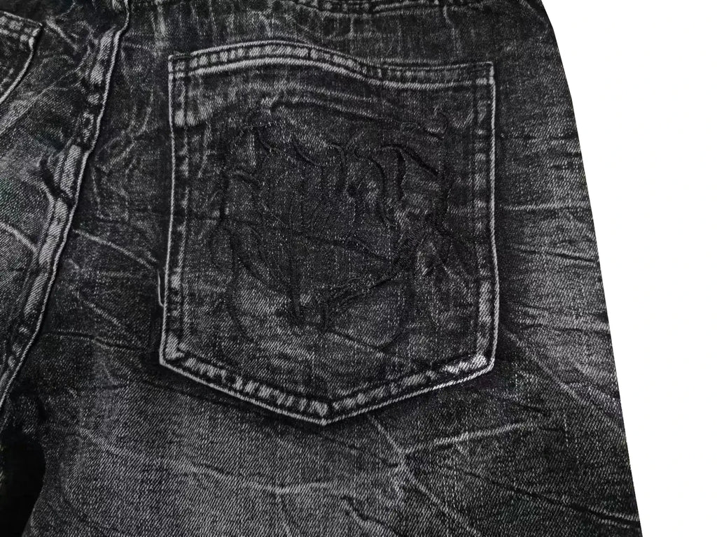 Y2K Retro Oversized Baggy Unisex Mopping Pants Phantom Jeans Men High Street Spider Embroidered Patch Hip Hop Streetwear Gothic