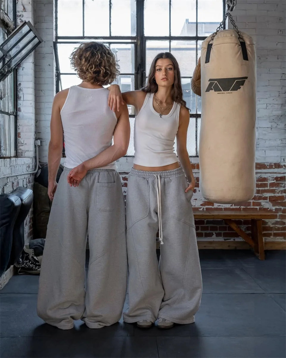 2025 Street Hip-hop Goth Harajuku Fashion Versatile Straight Wide-leg Pants Men American Retro Y2K Casual Loose Trousers Women