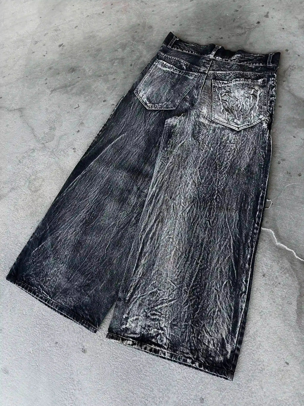 Y2K Retro Oversized Baggy Unisex Mopping Pants Phantom Jeans Men High Street Spider Embroidered Patch Hip Hop Streetwear Gothic