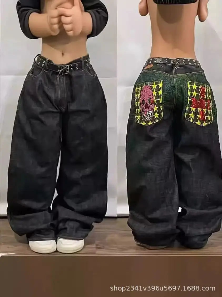 Streetwear New Fashion Oversized Print Baggy Jeans Y2K Harajuku Hip-hop Vintage Pop Gothic High Waist Wide-leg Pants Trousers