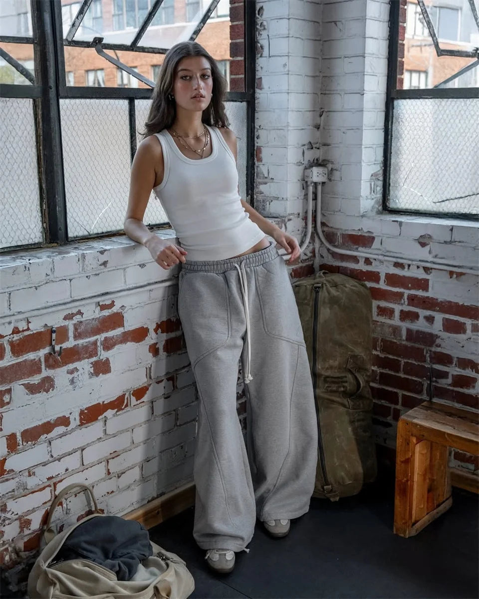 2025 Street Hip-hop Goth Harajuku Fashion Versatile Straight Wide-leg Pants Men American Retro Y2K Casual Loose Trousers Women