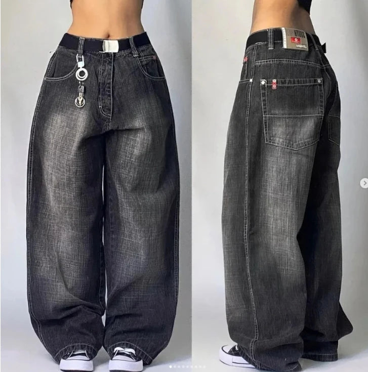 Streetwear New Fashion Oversized Print Baggy Jeans Y2K Harajuku Hip-hop Vintage Pop Gothic High Waist Wide-leg Pants Trousers