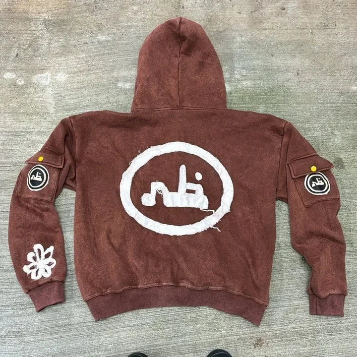 Y2k Zip Up Hoodies New Harajuku Hip Hop Long Sleeve Coats Loose Hooded Vintage Fashion Street Jacket Sweatshirt Men and Women