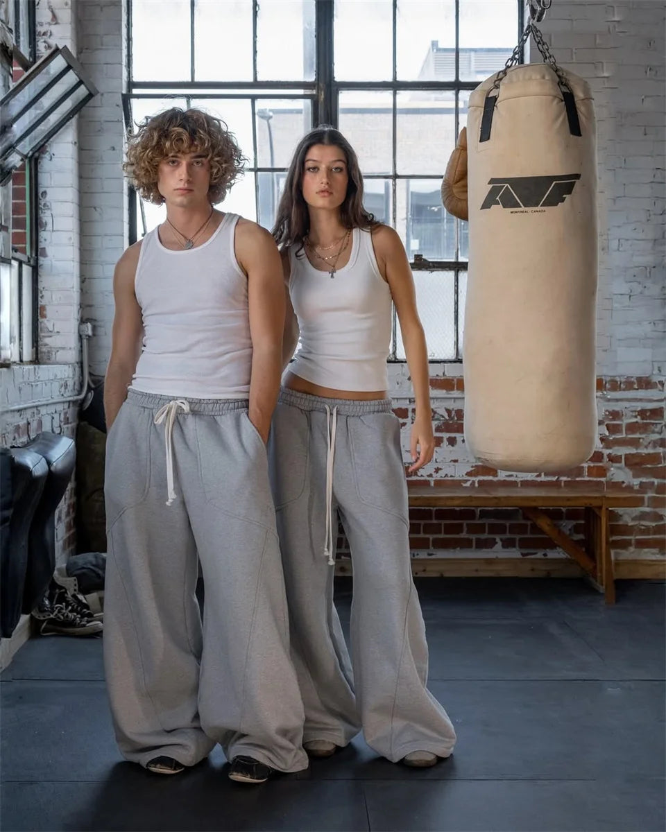 2025 Street Hip-hop Goth Harajuku Fashion Versatile Straight Wide-leg Pants Men American Retro Y2K Casual Loose Trousers Women