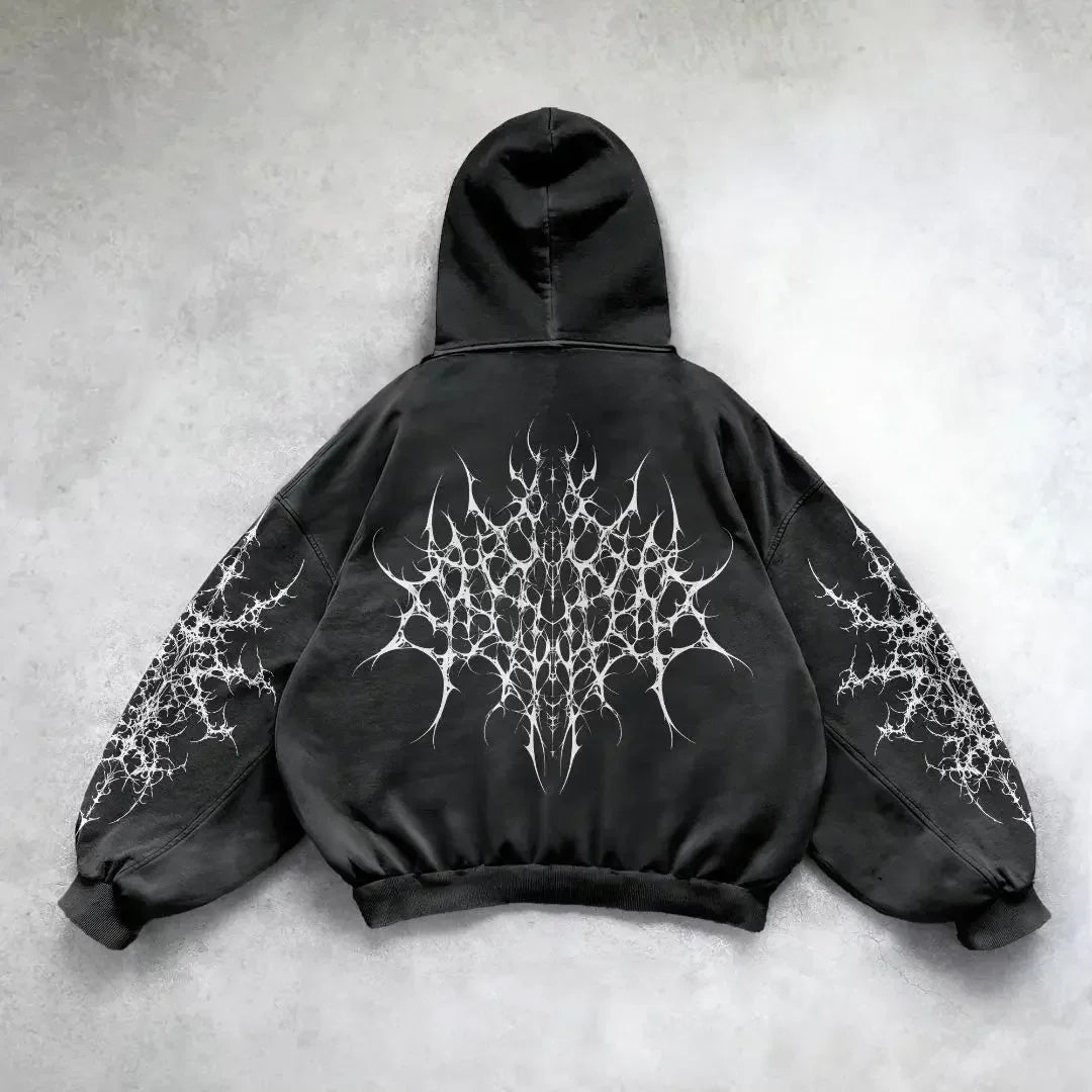 Y2k Zip Up Hoodies New Harajuku Hip Hop Long Sleeve Coats Loose Hooded Vintage Fashion Street Jacket Sweatshirt Men and Women