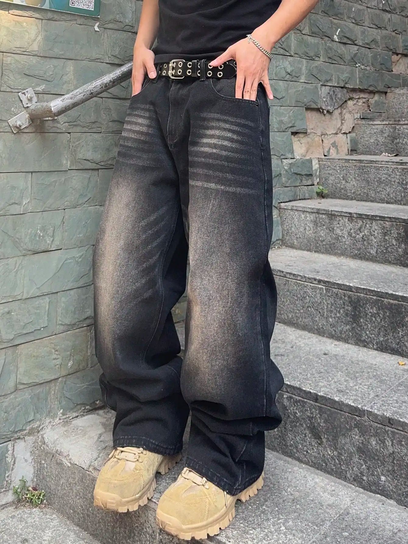 Vintage Men y2k Stretchy Baggy Denim Jeans For Men Fashion Casual pants Streetwear Denim Hip Hop Wide-Leg Straight Trousers