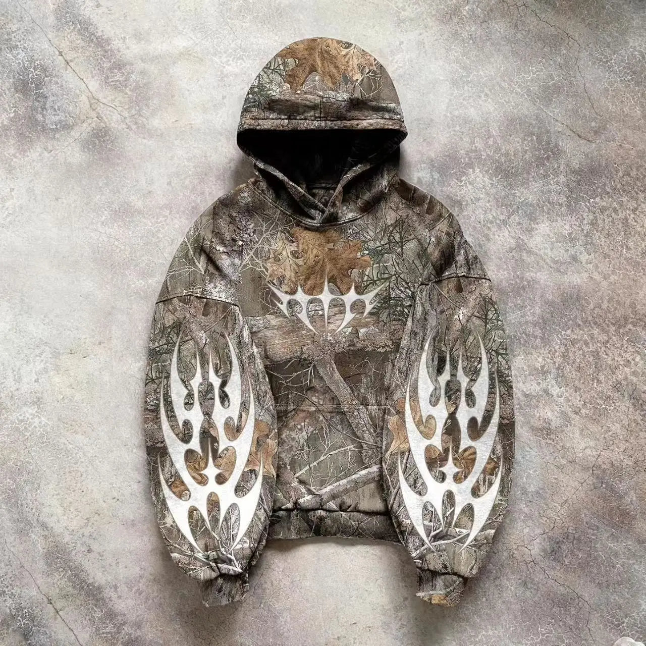 Hoodie Y2K Retro zip up Camouflage Pattern zipper Sweatshirt High Street Hip Hop Streetwear Oversized Unisex Camo Hoodie