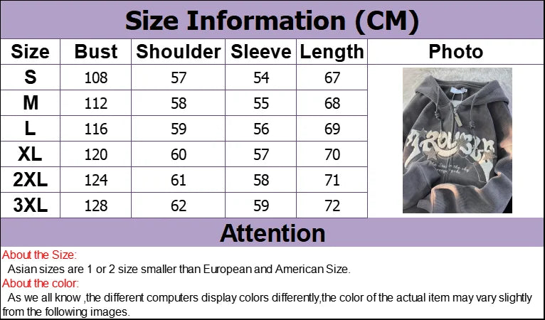 Y2k Zip Up Hoodie Women Autumn Retro Embroidered Letter Loose Long Sleeve Tops 2025 Casual Hooded Sweatshirts Harajuku Jackets