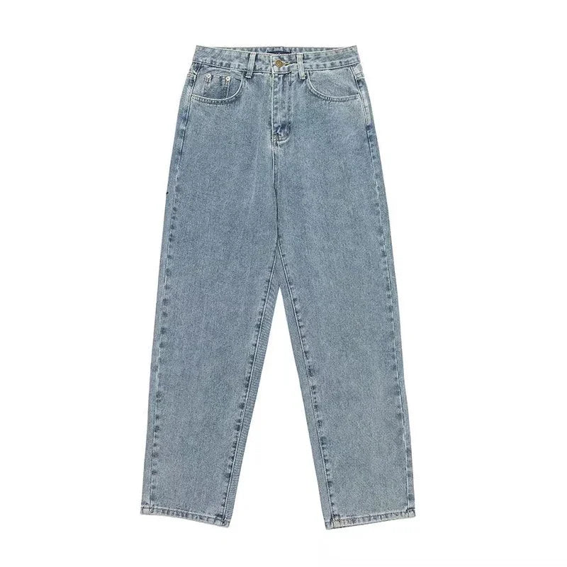 Hip Hop Harajuku Men Baggy Jeans Light Blue Straight Oversize Casual Wide Leg Denim Pants Streetwear Loose Korean Trousers