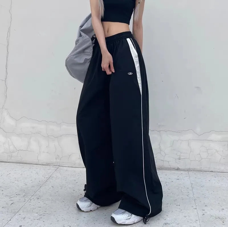 Y2K Vintage Fashion Loose Pant 2024 Casual Street Hip Hop Baggy Pants High Waist Wide Leg Trousers Solid Joggers Women Clothes