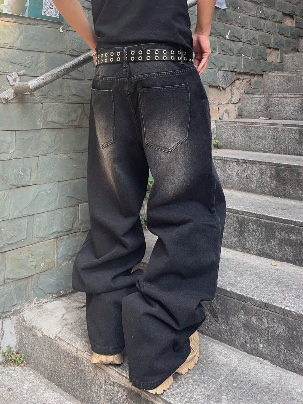 Vintage Men y2k Stretchy Baggy Denim Jeans For Men Fashion Casual pants Streetwear Denim Hip Hop Wide-Leg Straight Trousers